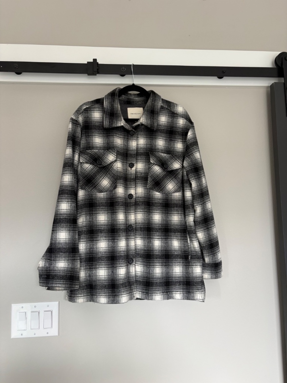 Thread & Supply Soft Gray lined Plaid Flannel